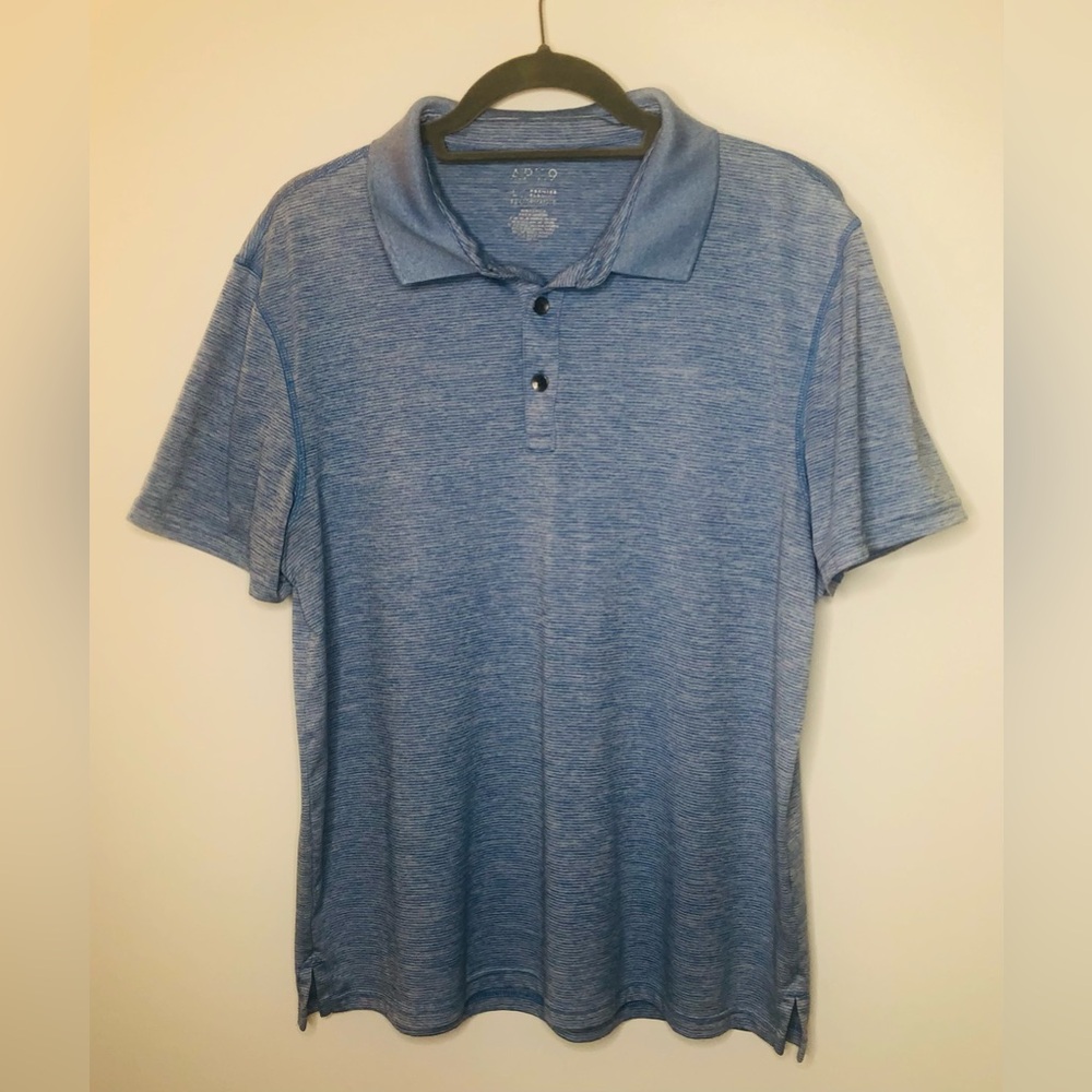 Apt. 9 Men's Lightweight Striped Light Blue Polo Shirt Size Large